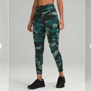 Lululemon Base Pace High Rise Running Tight 25” Camo Tidewater Teal Multi